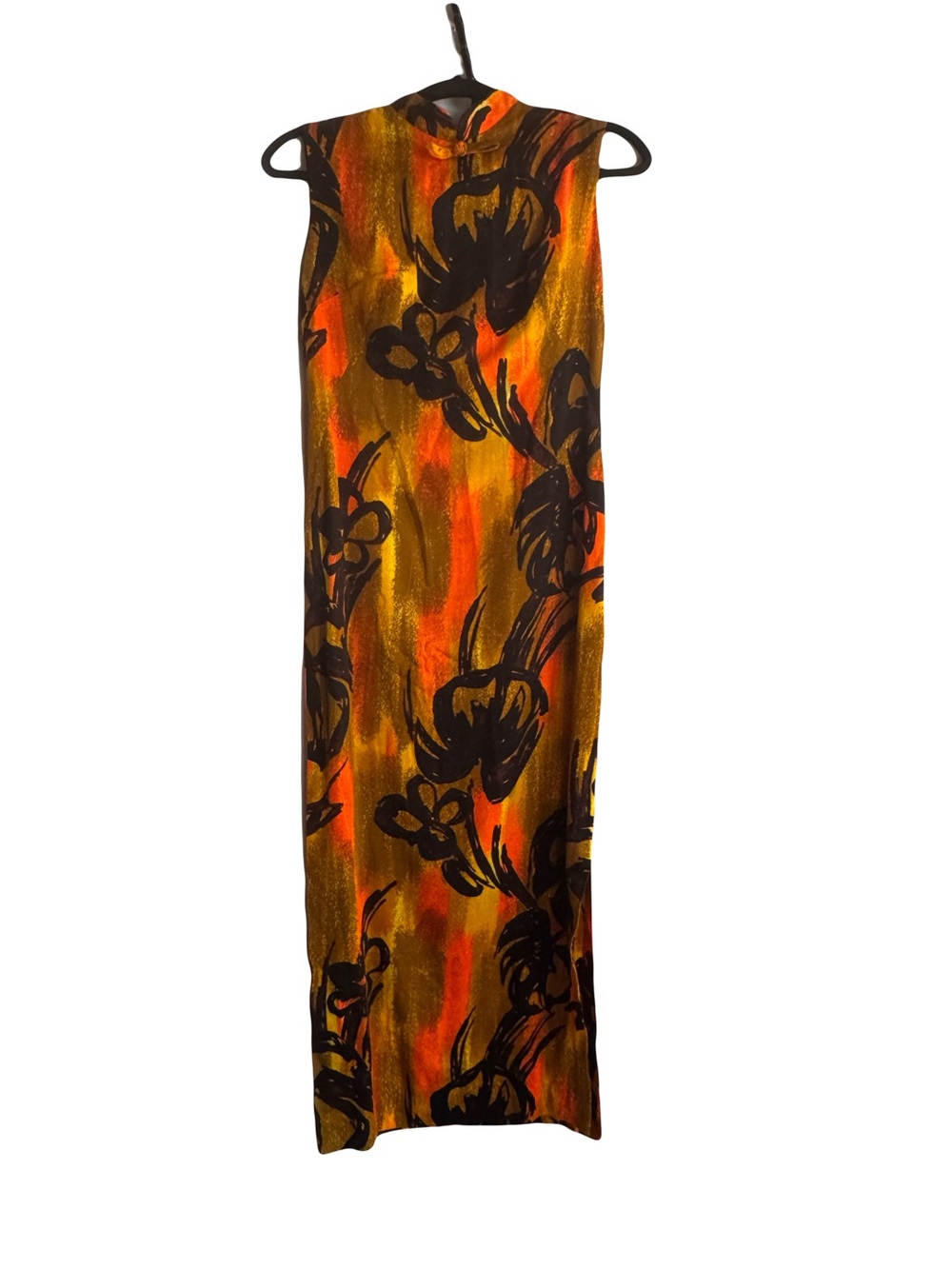 Hale Aloha Vintage Hawaiian Bark Cloth Sheath Maxi Dress size XS-small